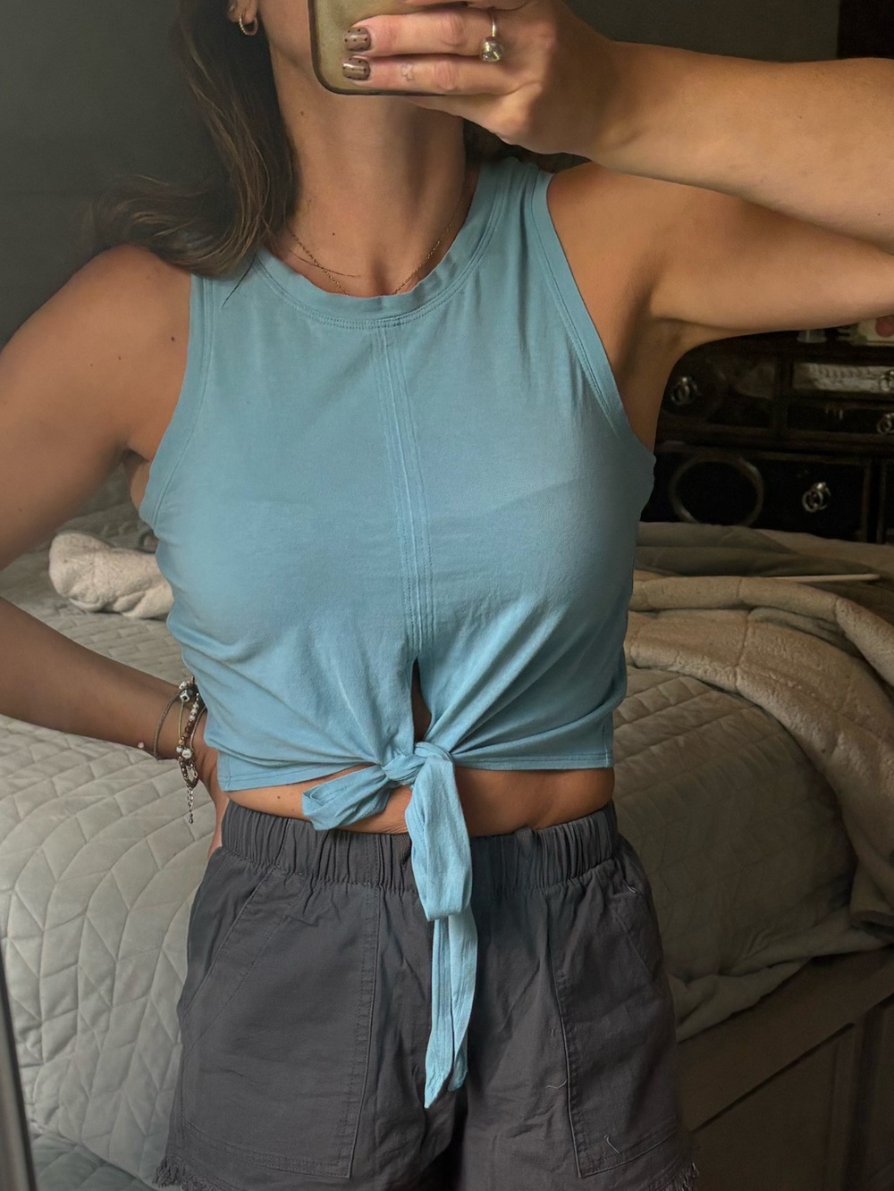 lululemon athletica Light Blue Tie-Front Tank Top